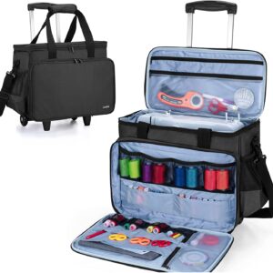 Luxja Rolling Sewing Machine Bag with Removable Pad and Shoulder Strap
