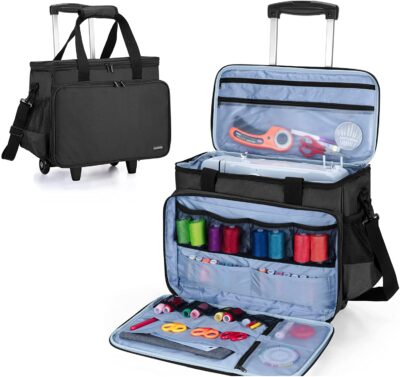 Luxja Rolling Sewing Machine Bag with Removable Pad and Shoulder Strap