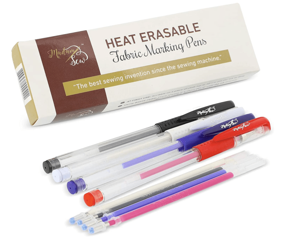 Madam Sew Heat Erasable Fabric Marking Pens with 4 Refills