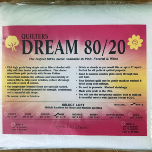 Quilters Dream - 80/20 White Select Loft Batting Twin Size 93 x 72 Inches