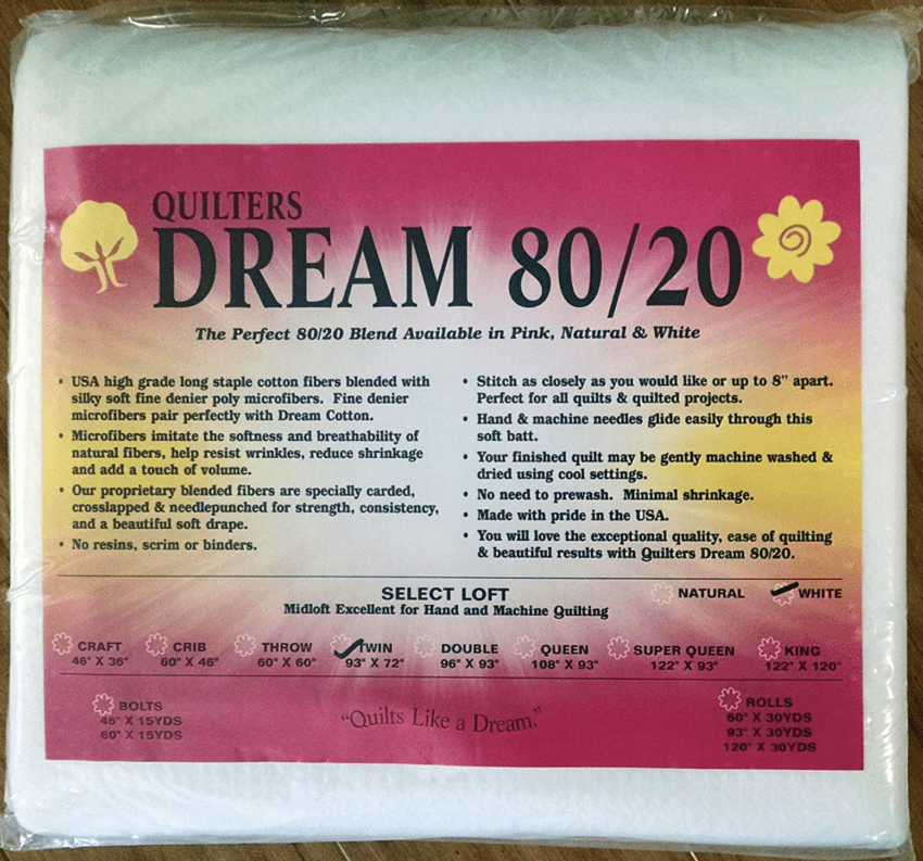 Quilter’s Dream 80/20 White Select Loft Batting