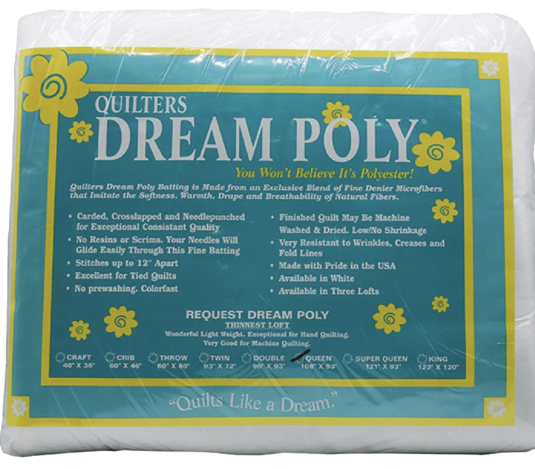 Pellon Nature&s Touch White Cotton Packaged Batting, Available in, Size: Queen