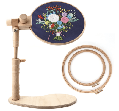 Beechwood embroidery hoop and stand
