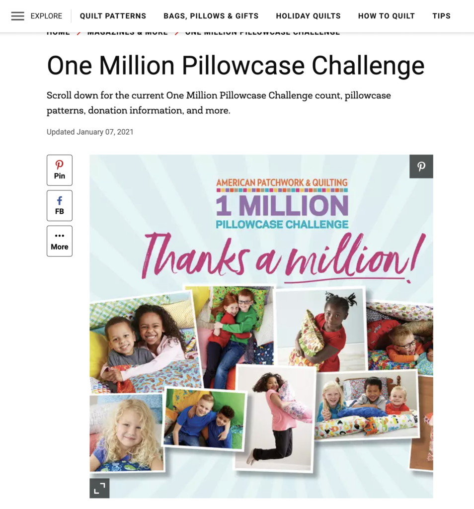 One Million Pillowcase Challenge