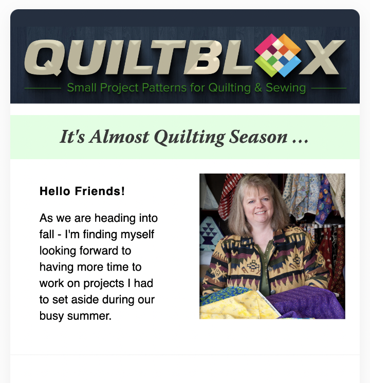 The Quiltblox eNewsletter - September 1 2022