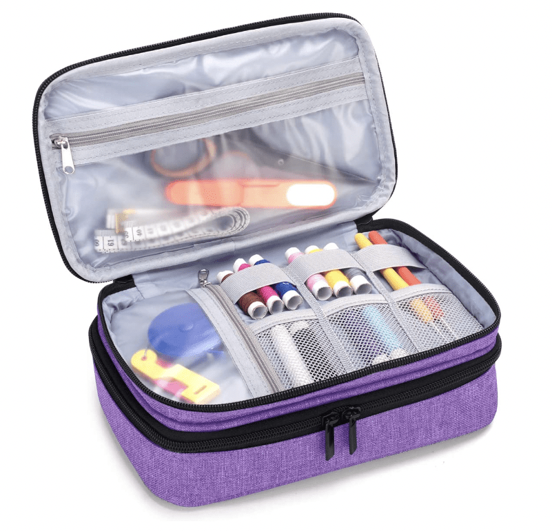 Double Layer Sewing Accessories Organizer with 2 Detachable Pouches, Large  Sewin
