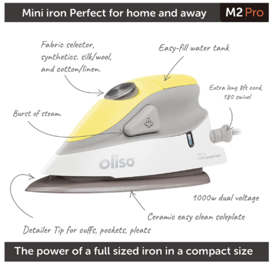 Oliso M2 Mini Project Steam Iron - For Home and Away