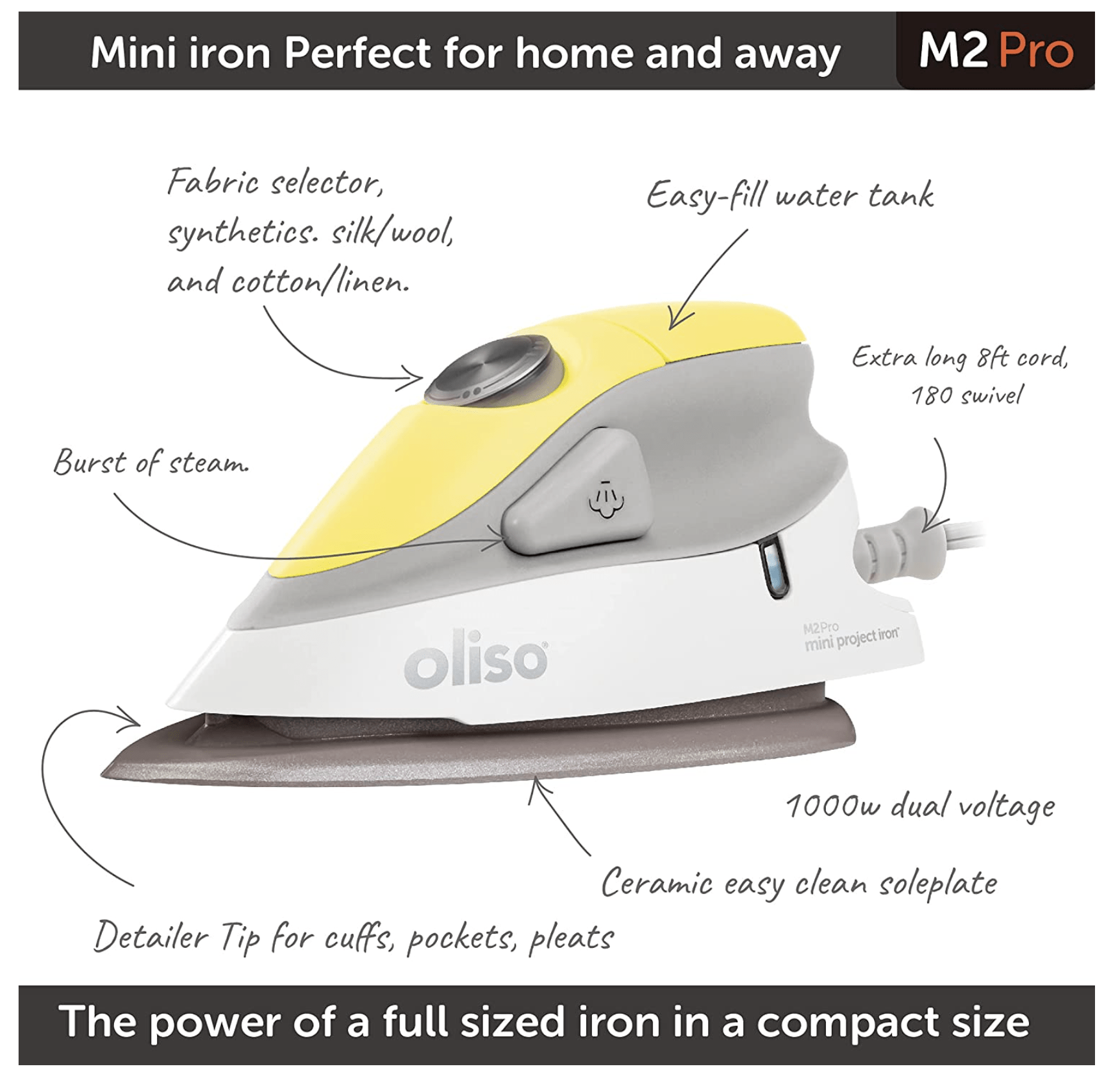 Oliso M2 Mini Project Steam Iron – with Solemate