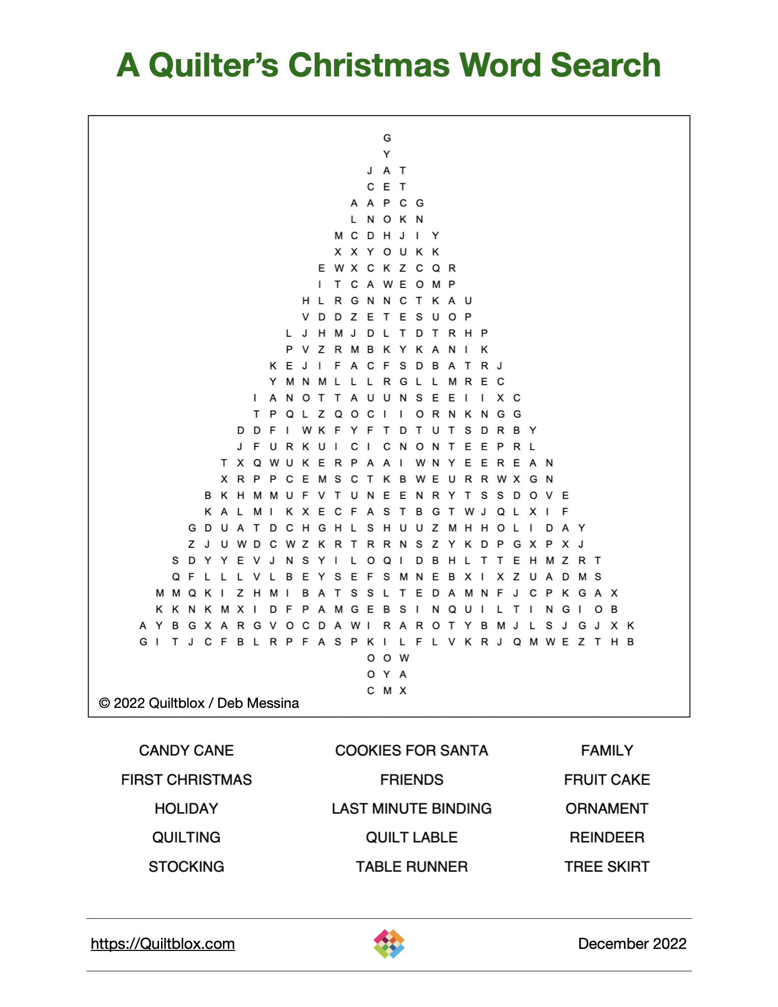 A Quilters Christmas Word Search - Image