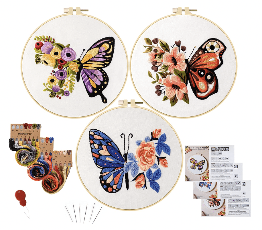 Flowers and Butterflies Embroidery Kit