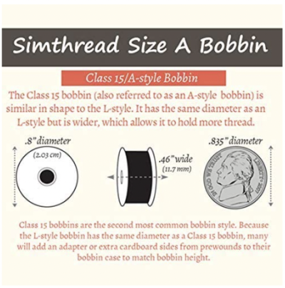 Pre-wound Bobbins - Simthread Size A Bobbin