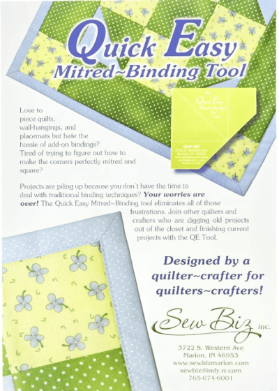 Quick Easy Mitered Binding Tool from Sew Biz