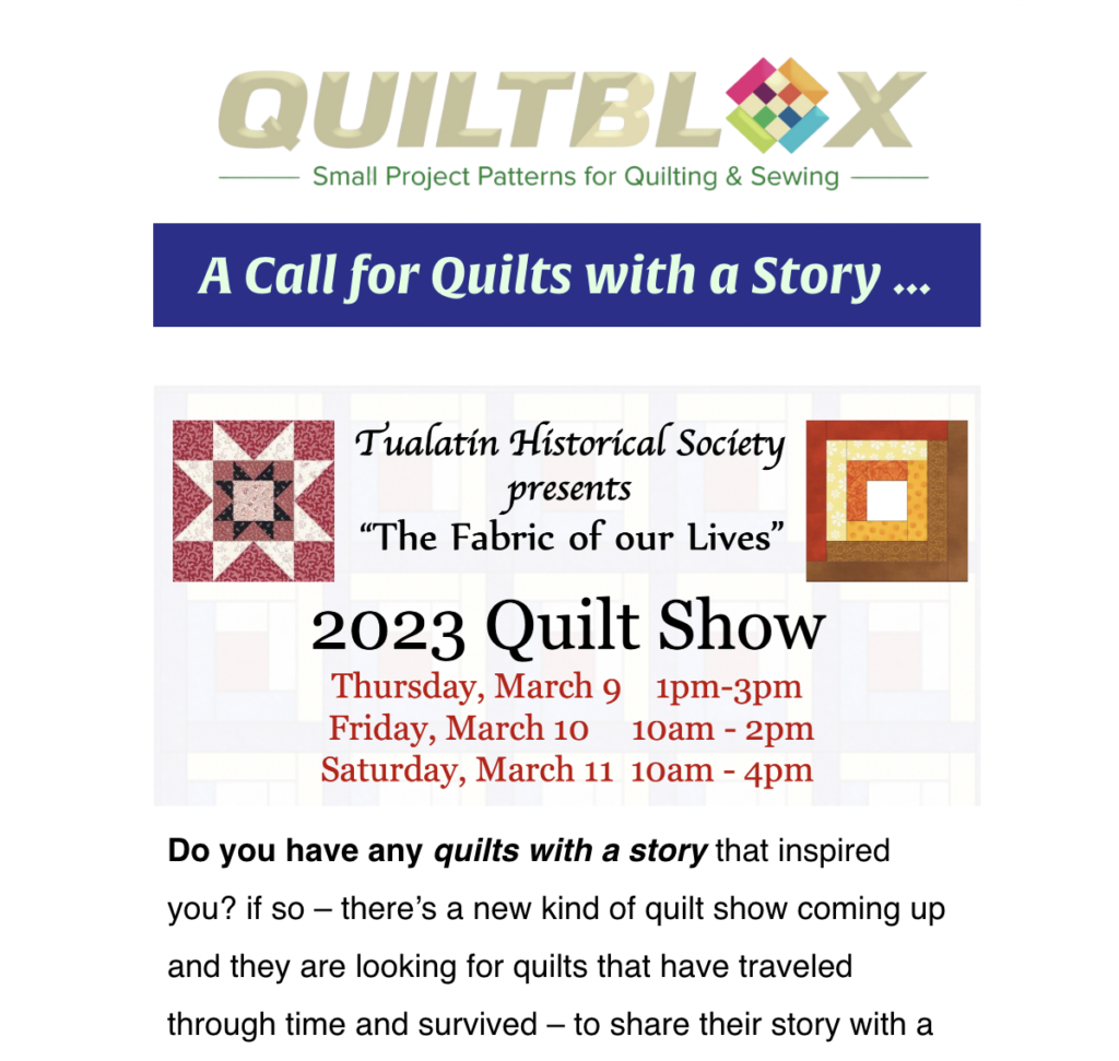 quiltblox eNewsletter - 21 February 2023