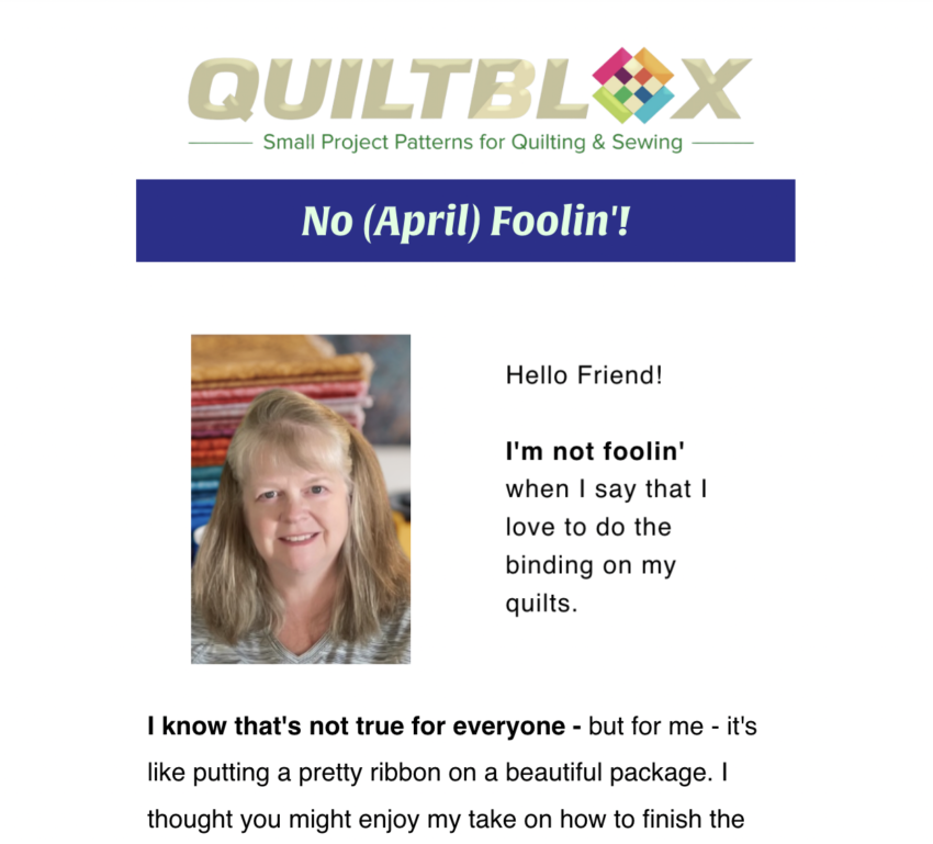 The Quiltblox eNewsletter - 1 April 2023