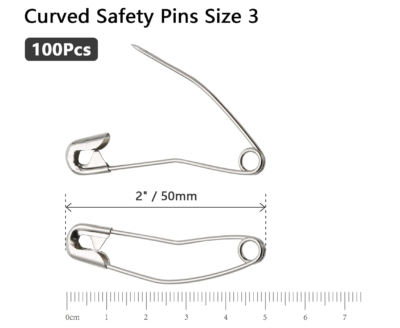 Curved Safety Pins - Dimensions - Image - Quiltblox.com