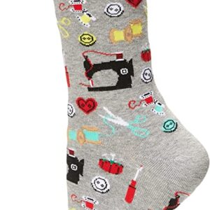 Sewing Supplies Crew Socks - Full Foot Image - Quiltblox.com