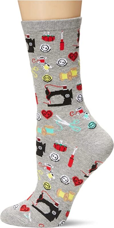 Sewing Supplies Crew Socks - Full Foot Image - Quiltblox.com