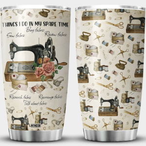 Sewing Themed Travel Tumbler - Front and Back - Image - Quiltblox.com