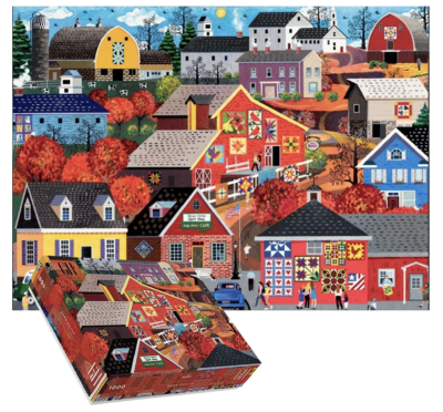Barn Quilts Jigsaw Puzzle by Grateful House - Front of Box Image - Quiltblox.com
