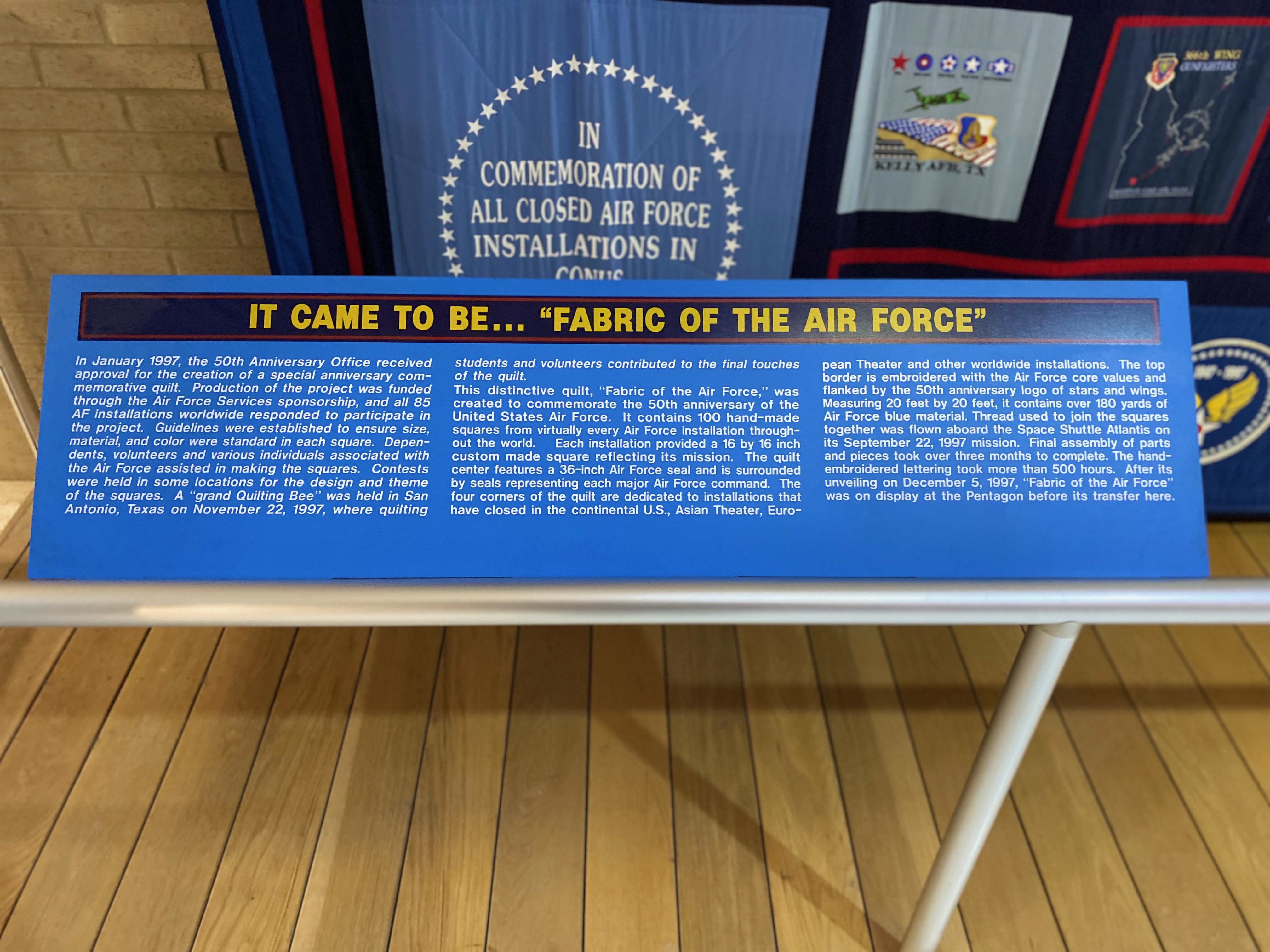 National Museum of the USAF - Exhibit Sign for the Air Force Commemorative Quilt - Image - Quiltblox.com