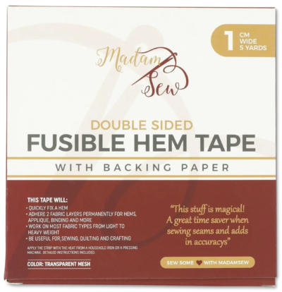 Fusible Hem Tape 1 CM wide by Madam Sew - Front of Package Image - Quiltblox.com