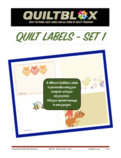 QB136 - Quilt Labels - Set 1 - Front Cover