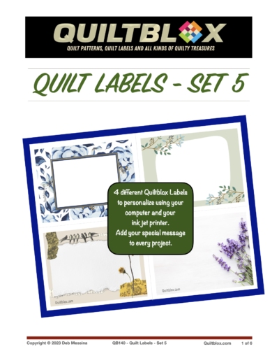 QB140 - Quilt Labels - Set 5 - Front Cover