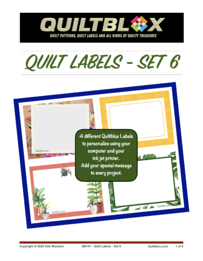 QB141 - Quilt Labels - Set 6 - Front Cover