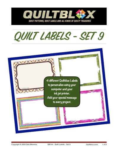 QB144 - Quilt Labels - Set 9 - Front Cover