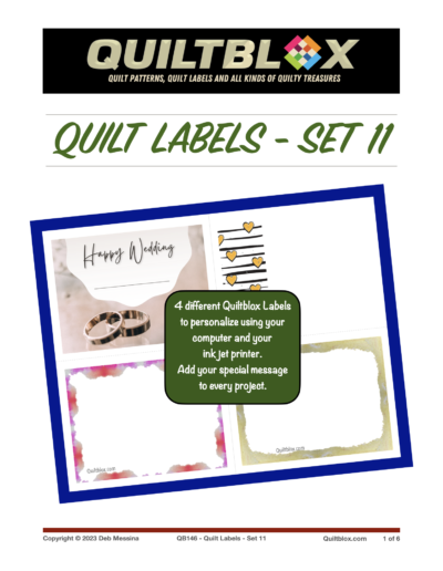 QB146 - Quilt Labels - Set 11 - Front Cover