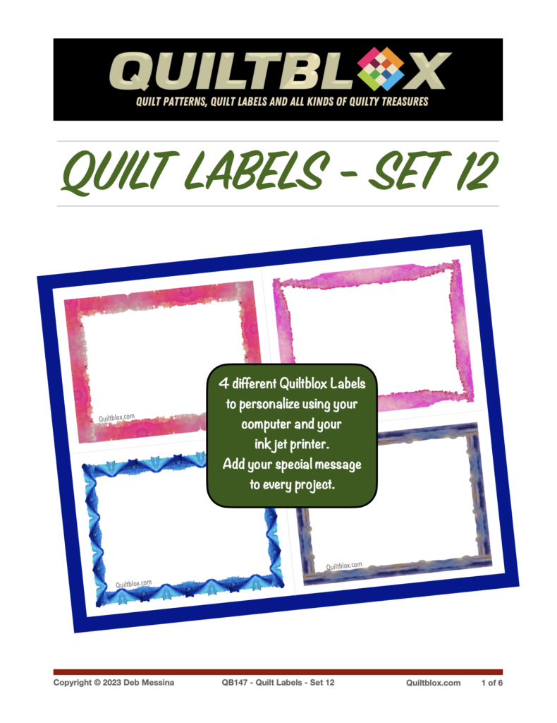 QB147 - Quilt Labels - Set 12 - Front Cover