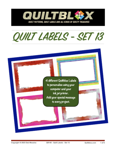 QB148 - Quilt Labels - Set 13 - Front Cover