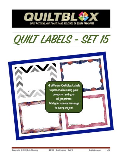 QB150 - Quilt Labels - Set 15 - Front Cover
