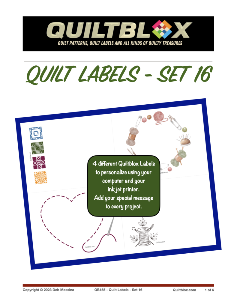 QB155 - Quilt Labels - Set 16 - Front Cover