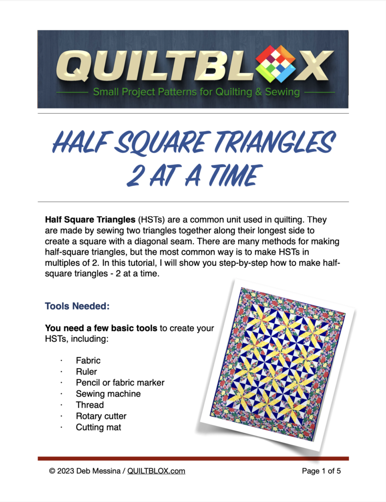 Quiltblox Tutorial - Half Square Triangles - 2 at a Time - Image