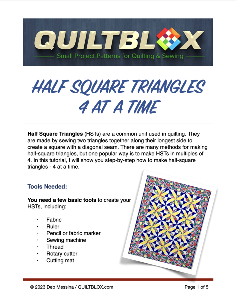 Quiltblox Tutorial - Half Square Triangles - 4 at a Time - Image