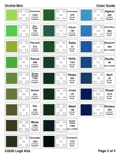 Legit Kits - Orchid - Color Chart Image