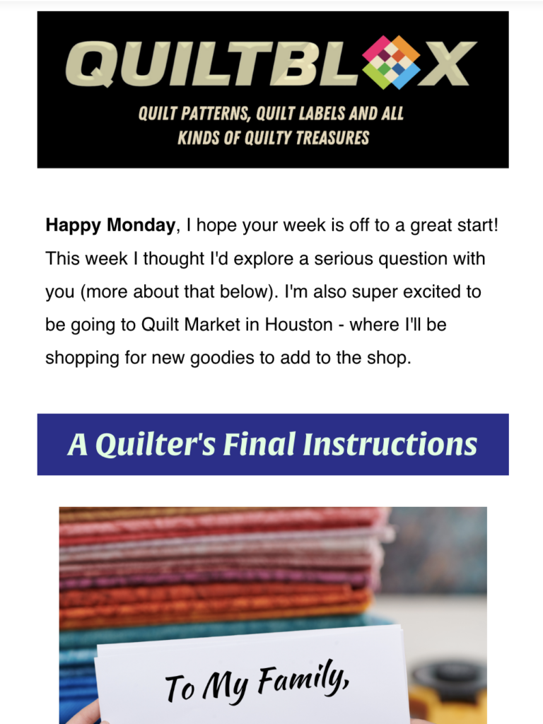 The Quiltblox eNewsletter 21 August 2023