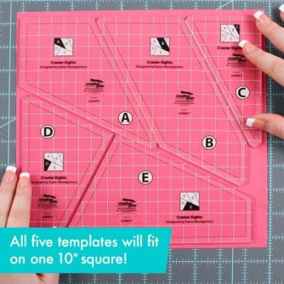 Crazier Eights Template Set - Creative Grids - Templates on Pink Fabric - Image