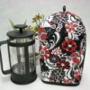 Qb128 - French Press Cozy - Black White and Red All Over