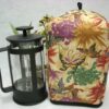 QB128 - French Press Cozy - Mums and Butterflies on Gold