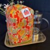 QB128 - French Press Cozy (Standard) - Tropical Flowers on Orange