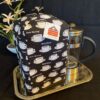 QB128 - French Press Cozy (Standard) - Wakey Wakey Cups on Black