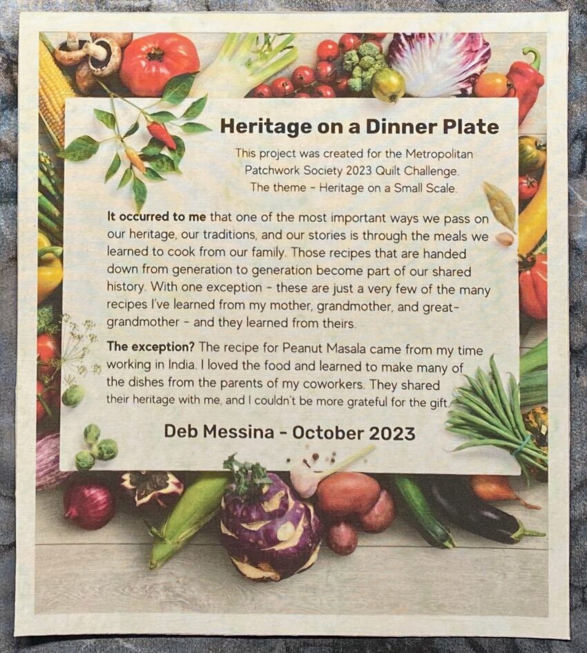 Heritage on a Dinner Plate - Label - Deb Messina
