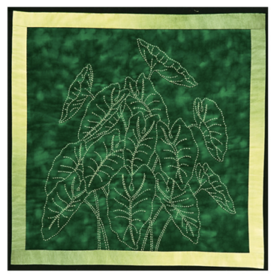 Sashiko - Leaves on Green - Image