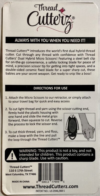 Thread Cutterz Packaging - Back - Image