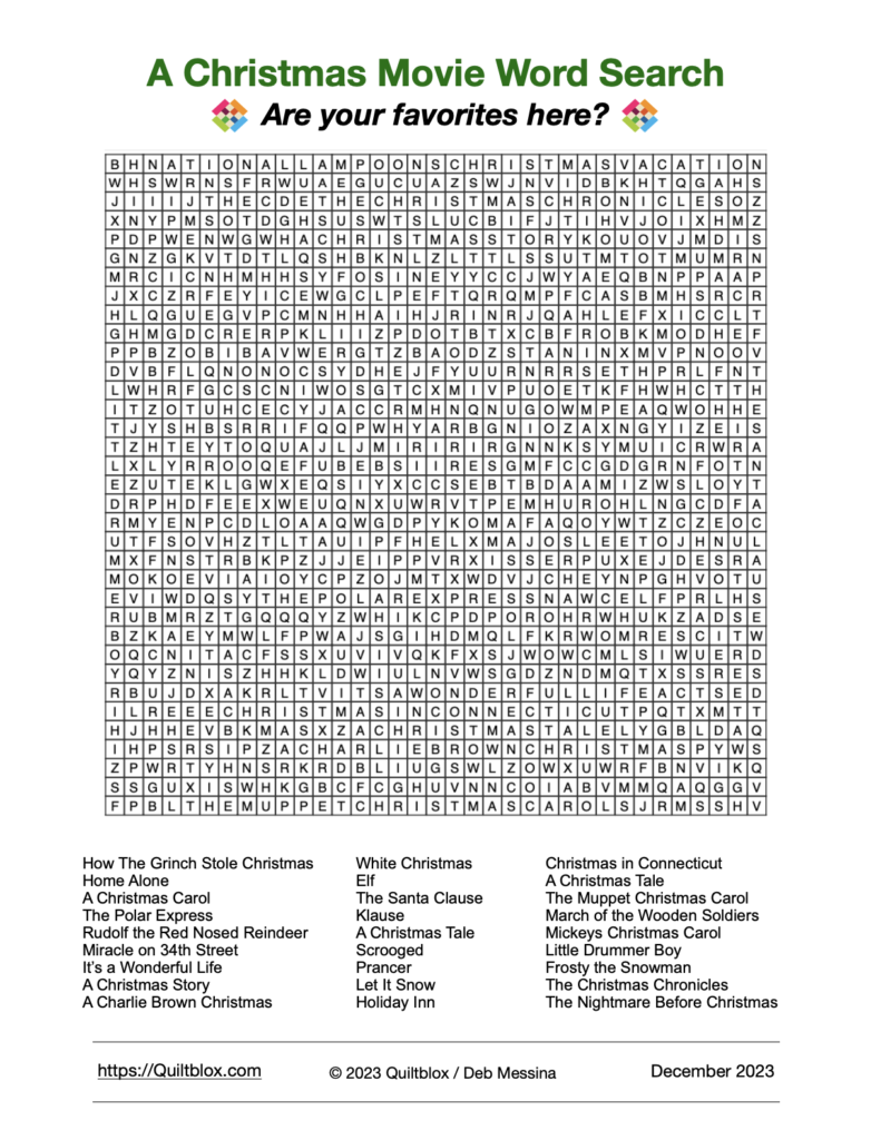 Christmas Movies Word Search 2023 - Image