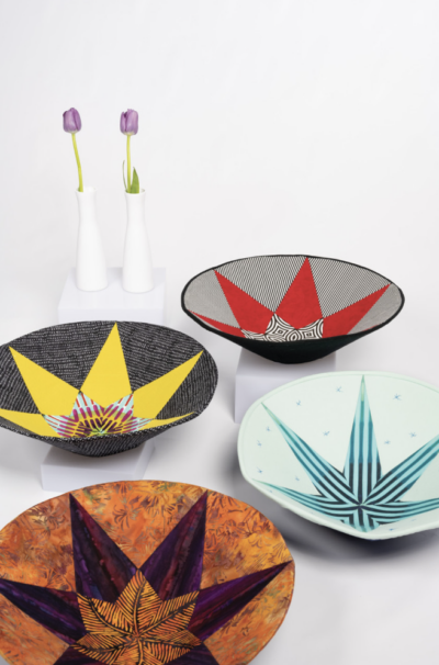 Round Fabric Art Bowls - Set of 4 - Multiple Colors