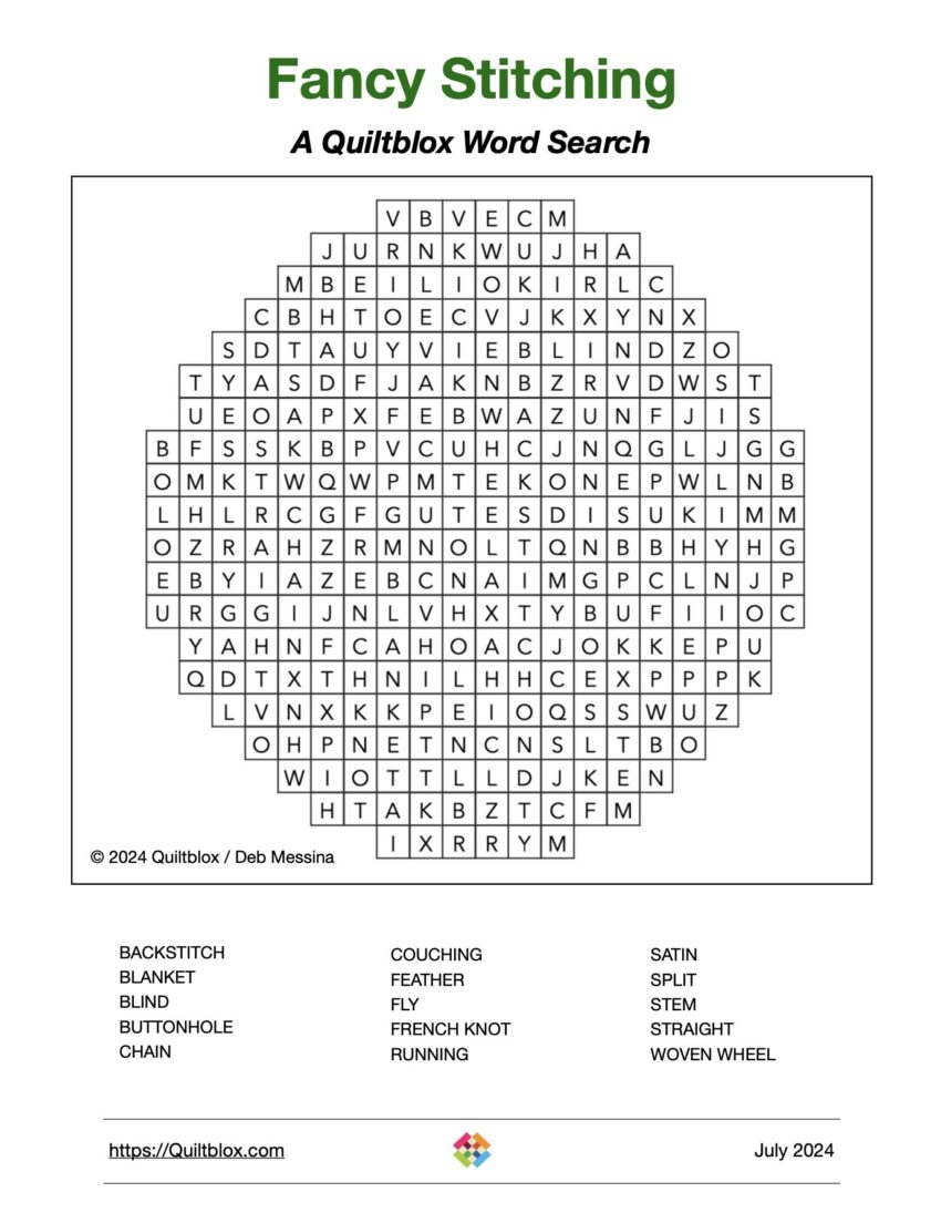 Quiltblox Word Search - Fancy Stitching