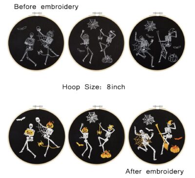 Halloween Embroidery Kit - Before and After